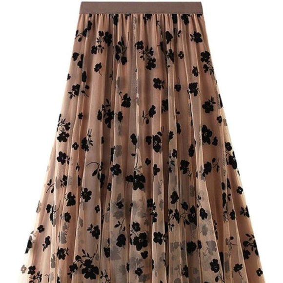 Accessories - NWT High Waisted Elastic Tulle Pleated Midi Skirt